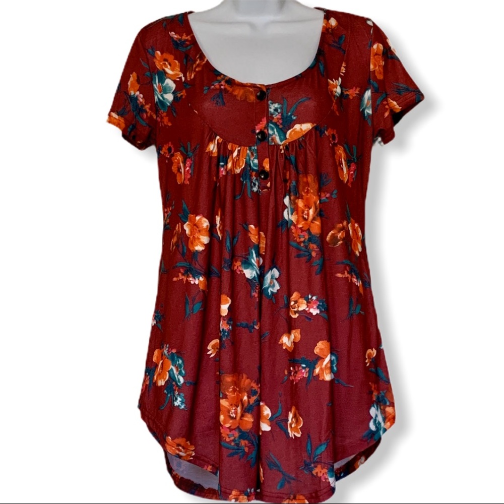 Short sleeve (no brand) floral tunic Size L